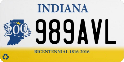 IN license plate 989AVL