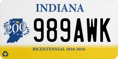 IN license plate 989AWK