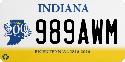 IN license plate 989AWM