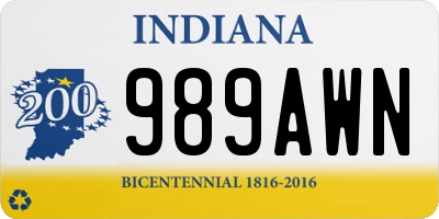 IN license plate 989AWN