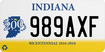 IN license plate 989AXF
