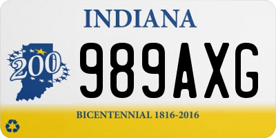 IN license plate 989AXG
