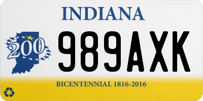 IN license plate 989AXK