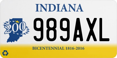IN license plate 989AXL