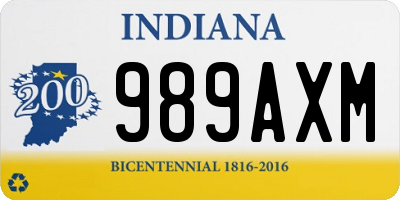 IN license plate 989AXM