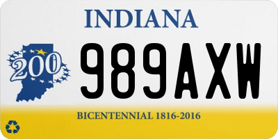 IN license plate 989AXW