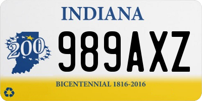 IN license plate 989AXZ