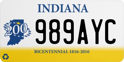 IN license plate 989AYC