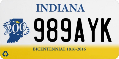 IN license plate 989AYK