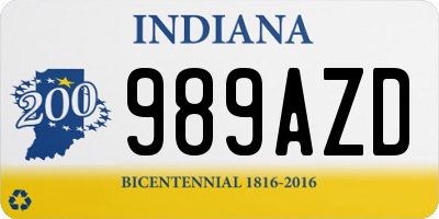 IN license plate 989AZD