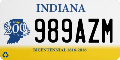 IN license plate 989AZM