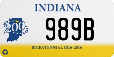 IN license plate 989B