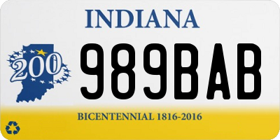 IN license plate 989BAB