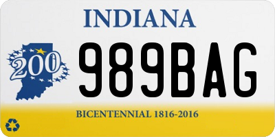 IN license plate 989BAG