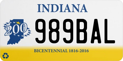 IN license plate 989BAL