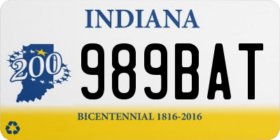 IN license plate 989BAT