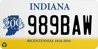 IN license plate 989BAW