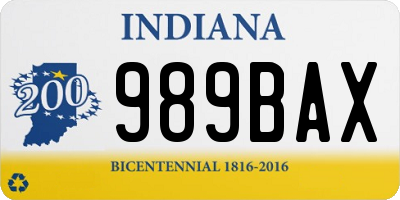 IN license plate 989BAX