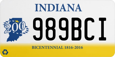 IN license plate 989BCI
