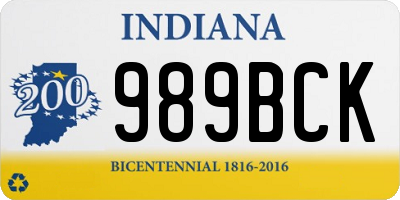 IN license plate 989BCK