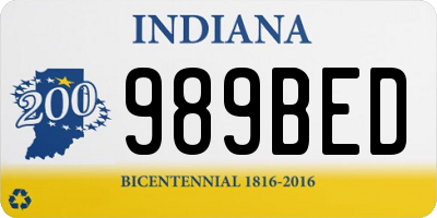 IN license plate 989BED