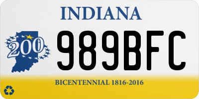 IN license plate 989BFC