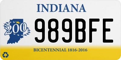 IN license plate 989BFE