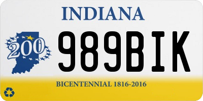IN license plate 989BIK