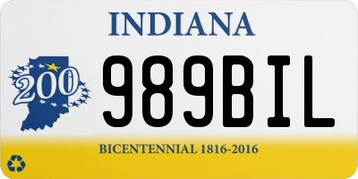 IN license plate 989BIL