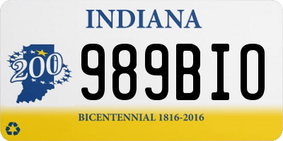 IN license plate 989BIO