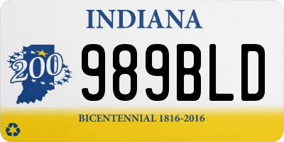 IN license plate 989BLD