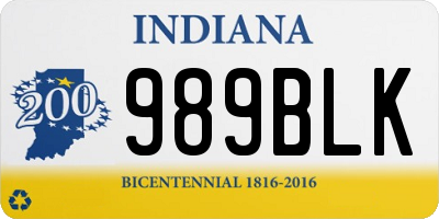 IN license plate 989BLK