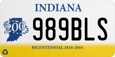 IN license plate 989BLS