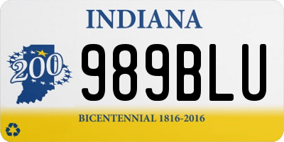 IN license plate 989BLU