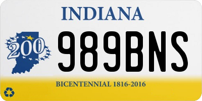 IN license plate 989BNS