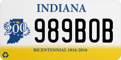 IN license plate 989BOB