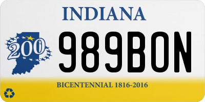 IN license plate 989BON