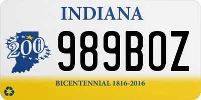 IN license plate 989BOZ
