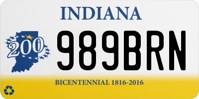 IN license plate 989BRN