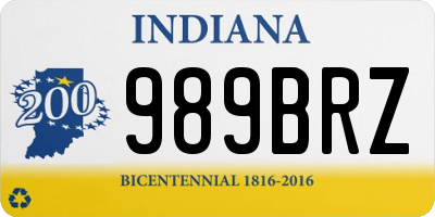 IN license plate 989BRZ