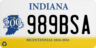 IN license plate 989BSA