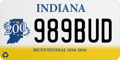 IN license plate 989BUD