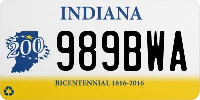 IN license plate 989BWA