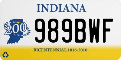 IN license plate 989BWF