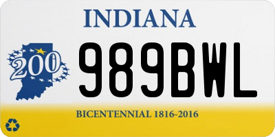 IN license plate 989BWL