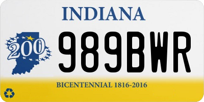 IN license plate 989BWR