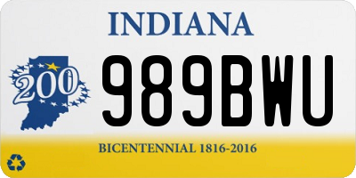 IN license plate 989BWU