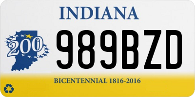 IN license plate 989BZD