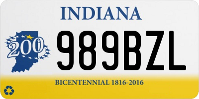 IN license plate 989BZL