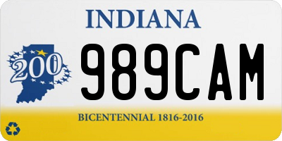 IN license plate 989CAM